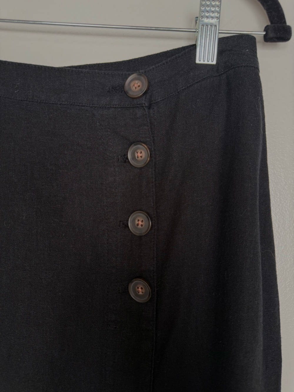 Melrose and Market Black Midi Skirt with Front Slit & Button - Picture 2 of 6